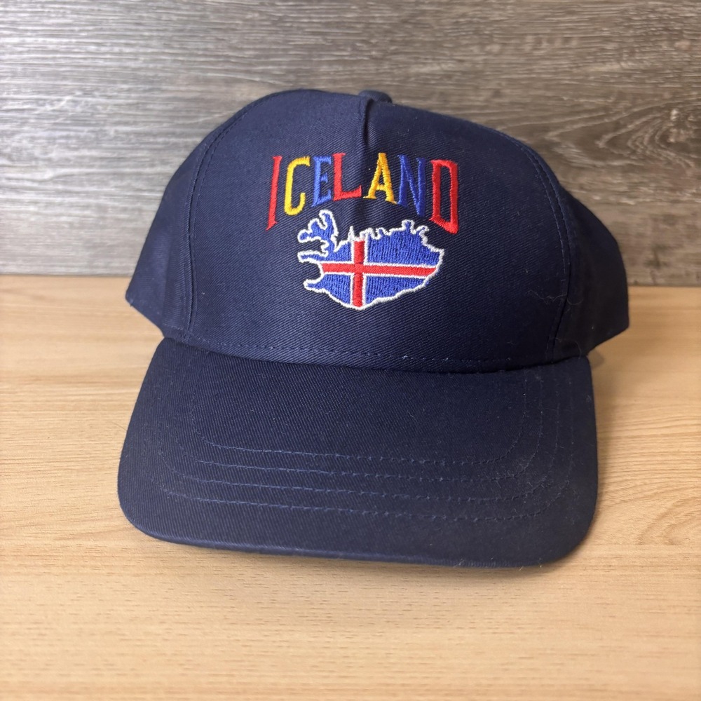 Iceland Hat Cap Snap Back Kids Navy Blue Embroidered Flag Map Souvenir